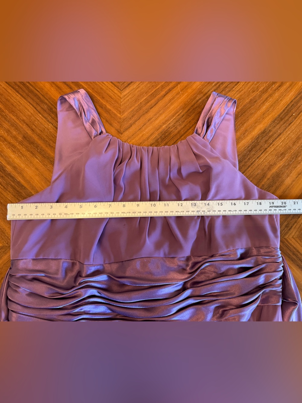 David’s Bridal Lilac Chiffon Formal Gown Draped Back Tie Dress 18 - Picture 12 of 13